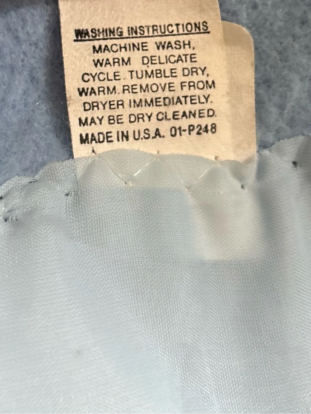 Vintage Light Blue Thermal Acrylic Blanket with Satin Trim Twin/Full 70x86 USA